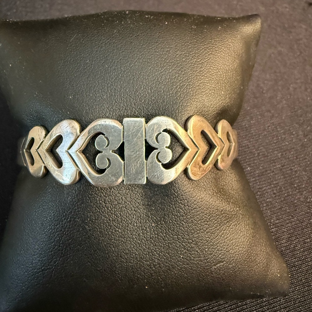 Elegant Sterling Silver Heart Cuff